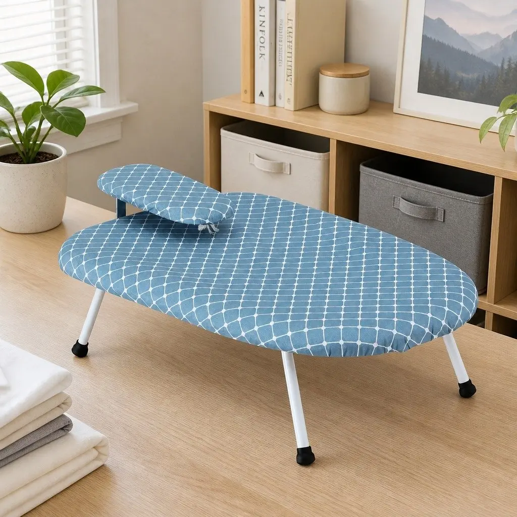 Tabletop Ironing Board Compact Folding Portable Sleeve Board White Blue
