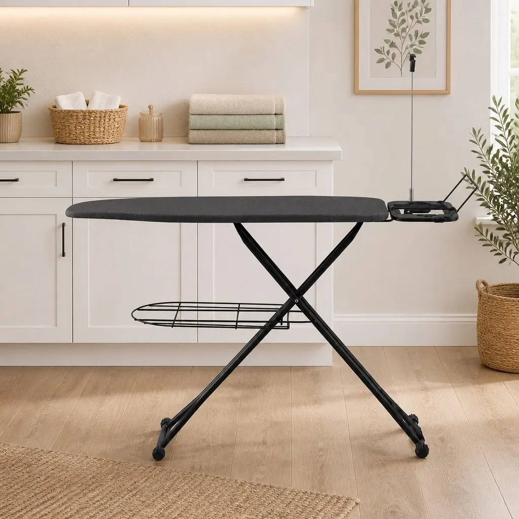 Foldable Ironing Board Heavy Duty Steel Frame Adjustable Height Laundry Room