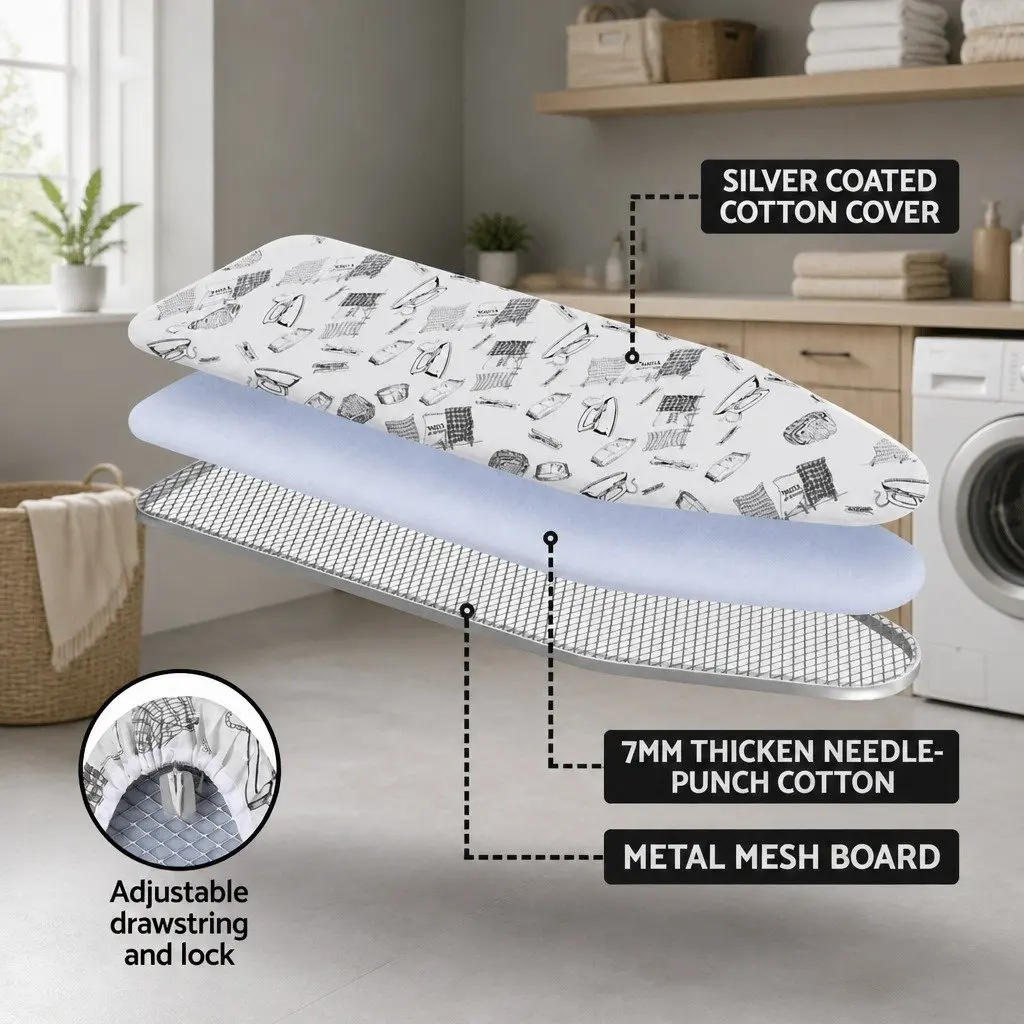 Wall Mounted Ironing Board Foldable Space Saving Laundry 40cm Grey