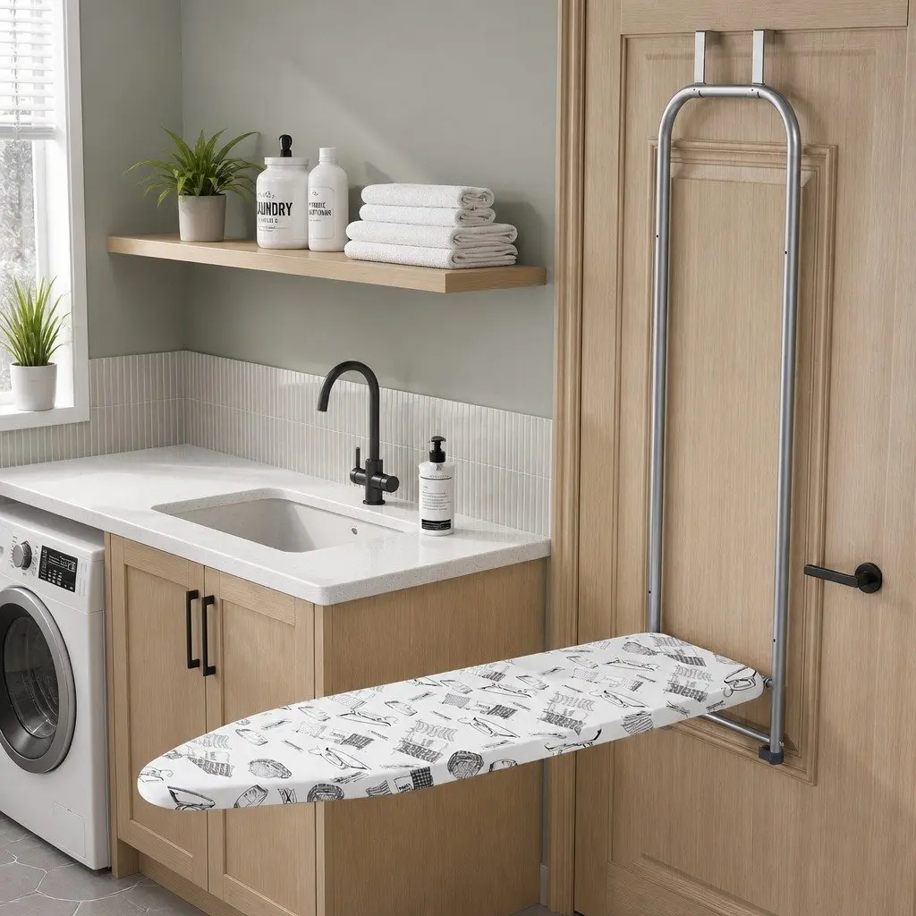 Wall Mounted Ironing Board Foldable Space Saving Laundry 40cm Grey