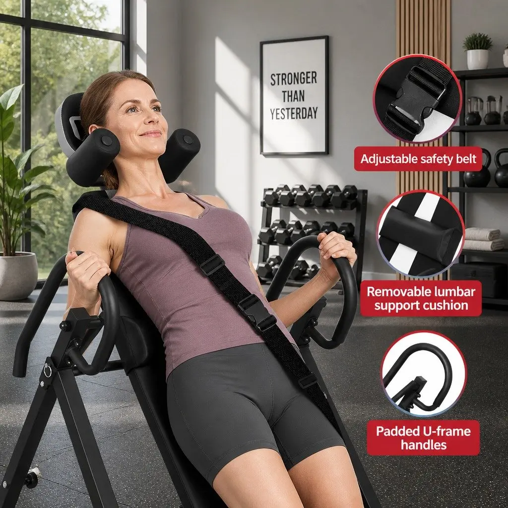 Inversion Table Back Stretcher Home Gym Exercise Equipment Adjustable Inversion Range Red or Black