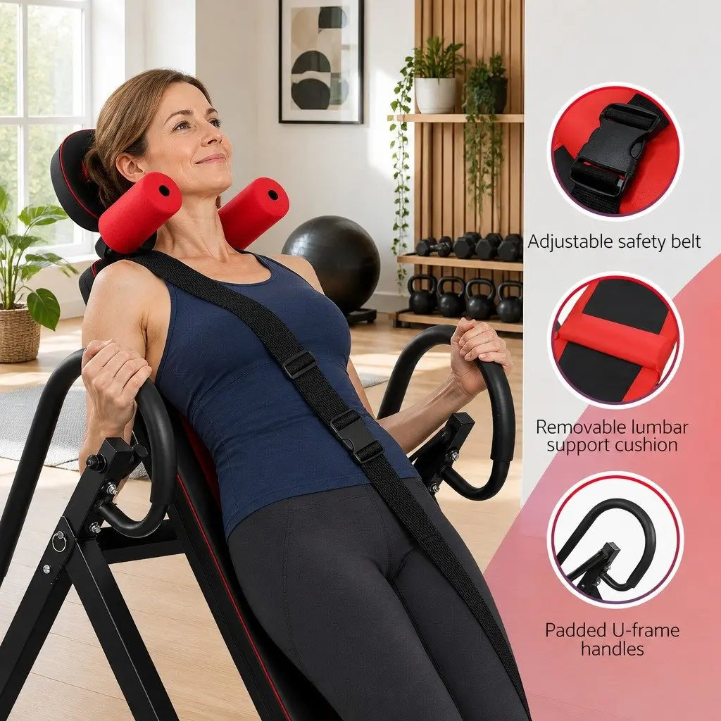 Inversion Table Gravity Exercise Stretcher Back Decompression Foldable Black