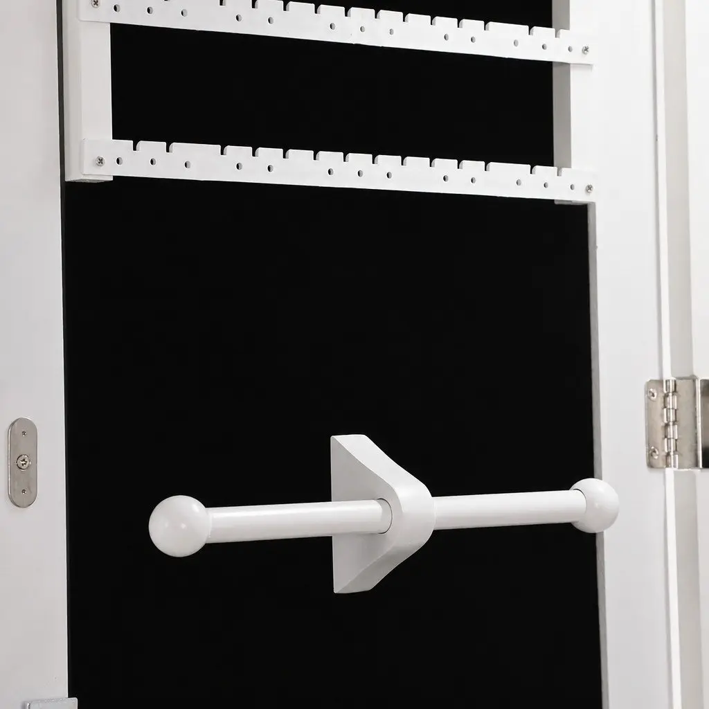 Mirror Jewellery Cabinet Full Length Wall Mounted Door Hanging Storage Organiser White