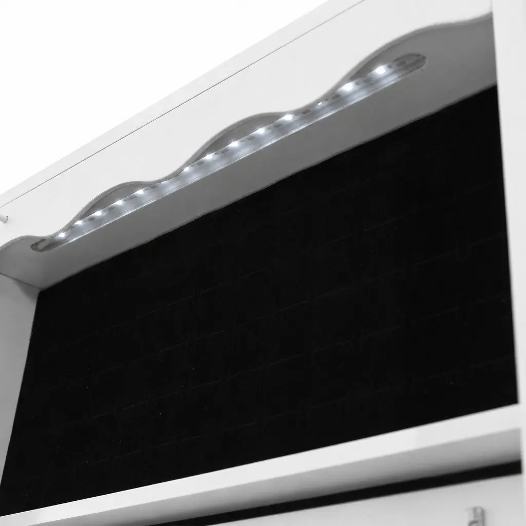 Full Length Mirror Jewellery Cabinet Wall Mounted Door Hanging Storage Lockable White