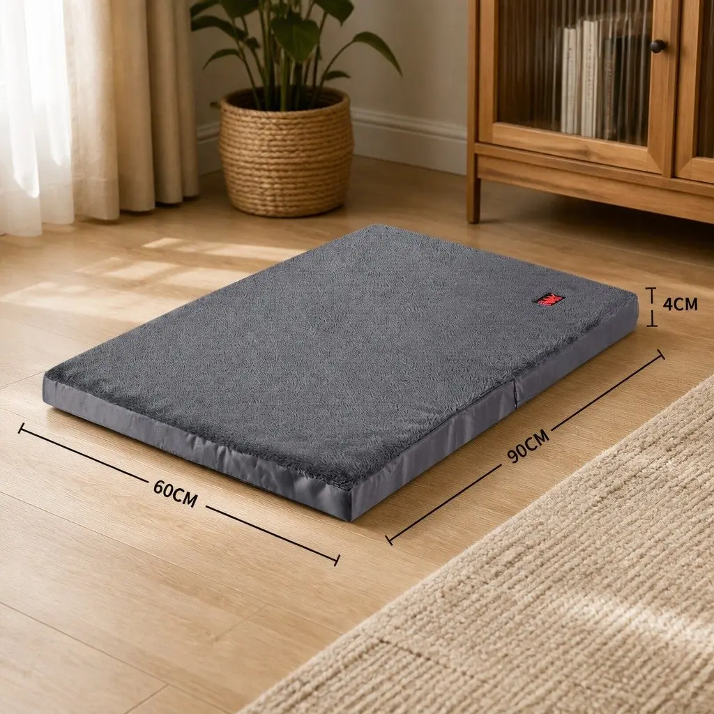 Foldable Pet Bed Dog Mattress Large Grey Soft Washable Cover