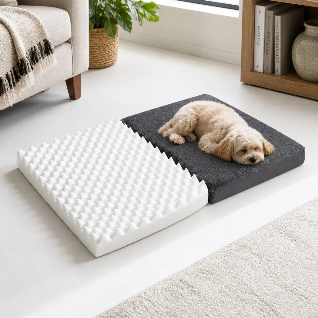 Foldable Pet Bed Dog Mattress Large Grey Soft Washable Cover
