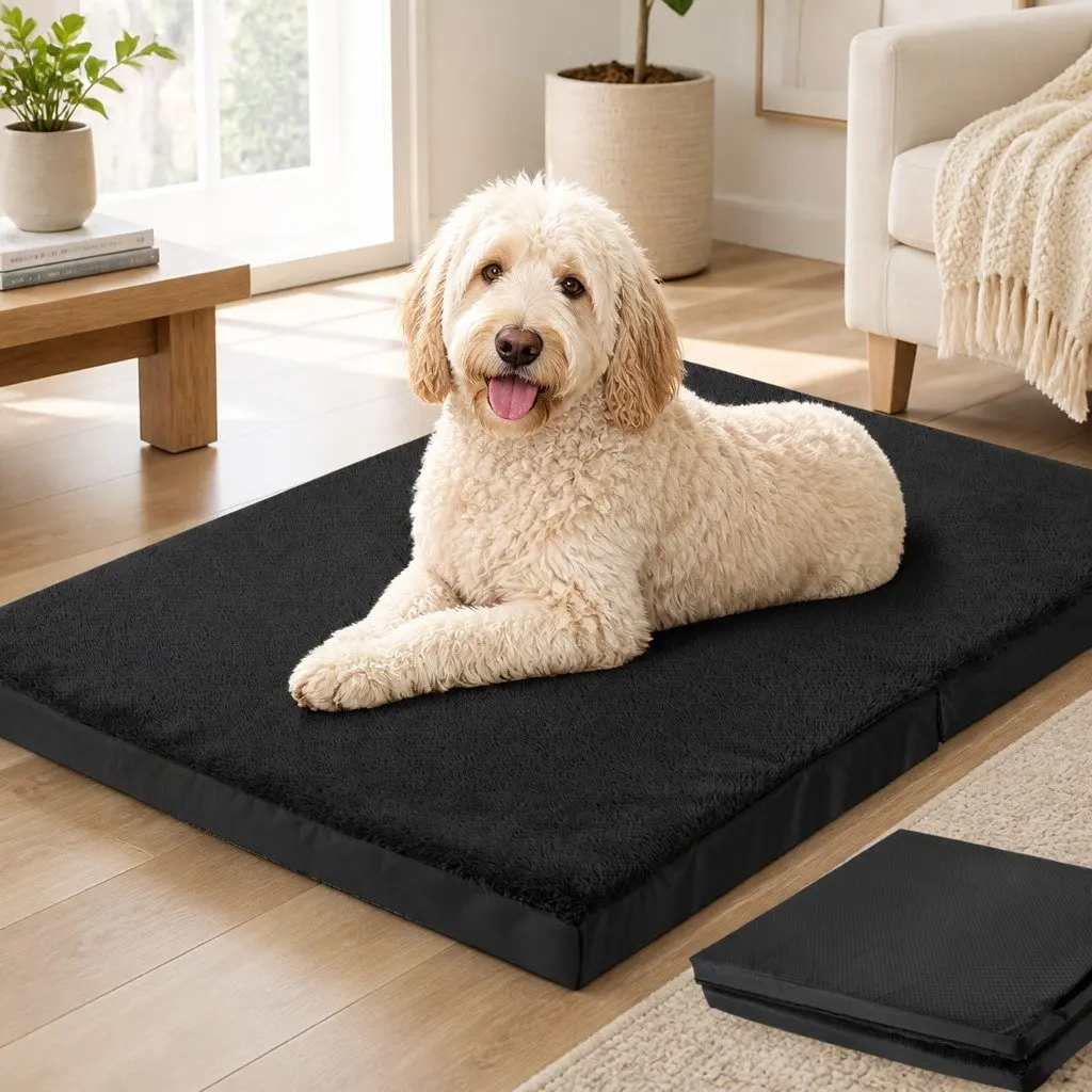 Foldable Pet Bed Orthopedic Medium Black