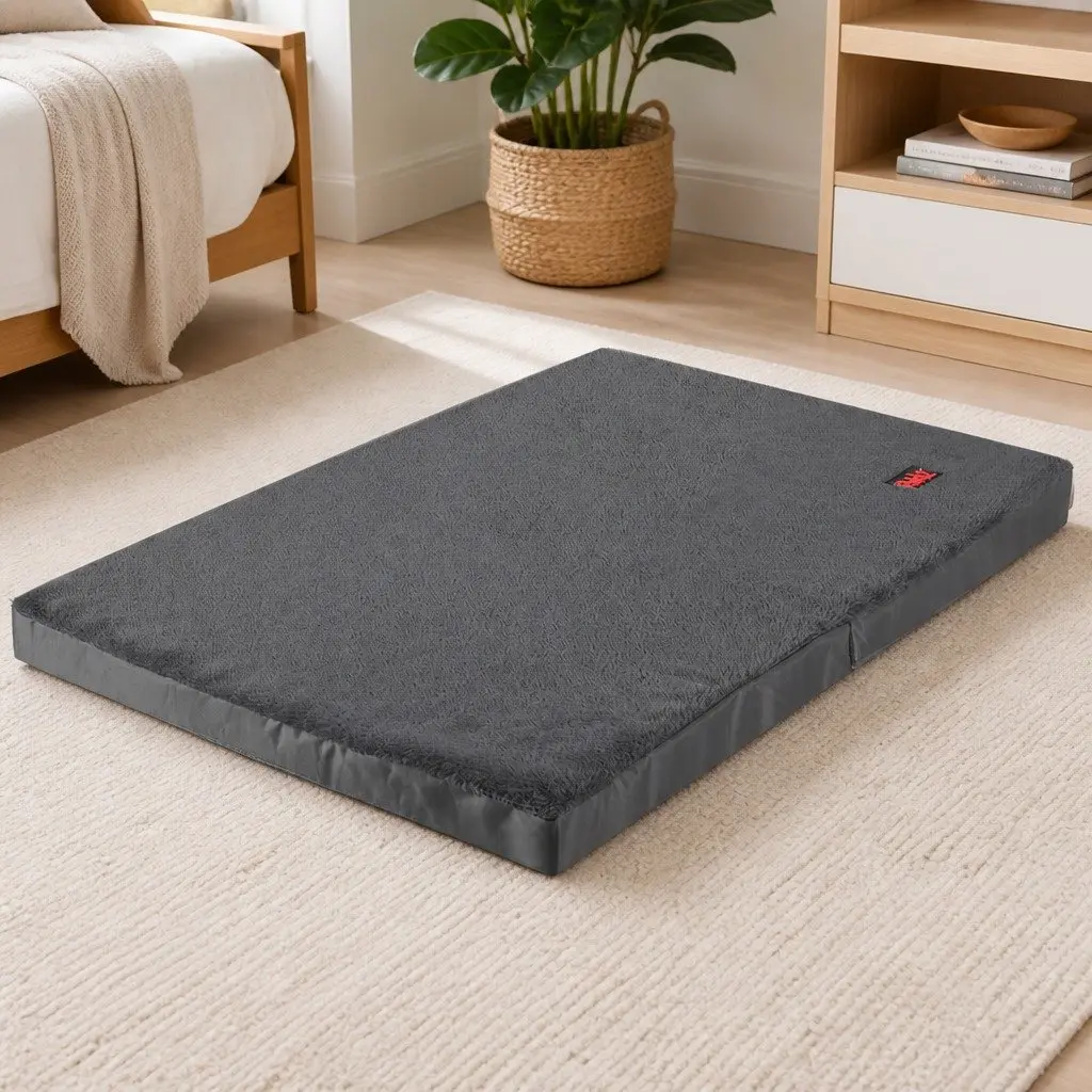 Foldable Pet Bed X-Large Dog Mattress Grey Portable Washable Cover