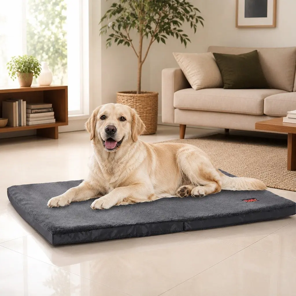 Foldable Pet Bed X-Large Dog Mattress Grey Portable Washable Cover