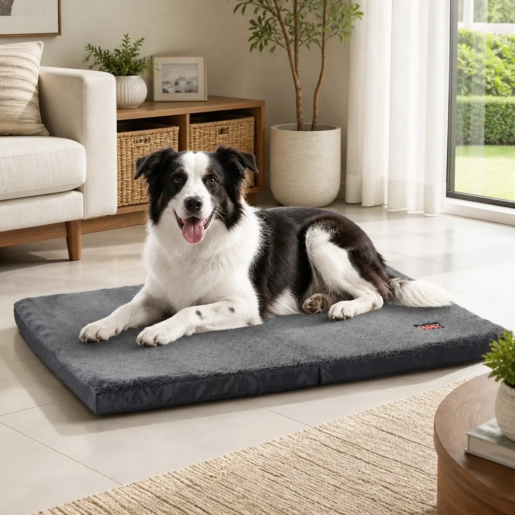 Pet Bed Foldable Dog Mattress XX-Large Grey Portable Sleep Mat