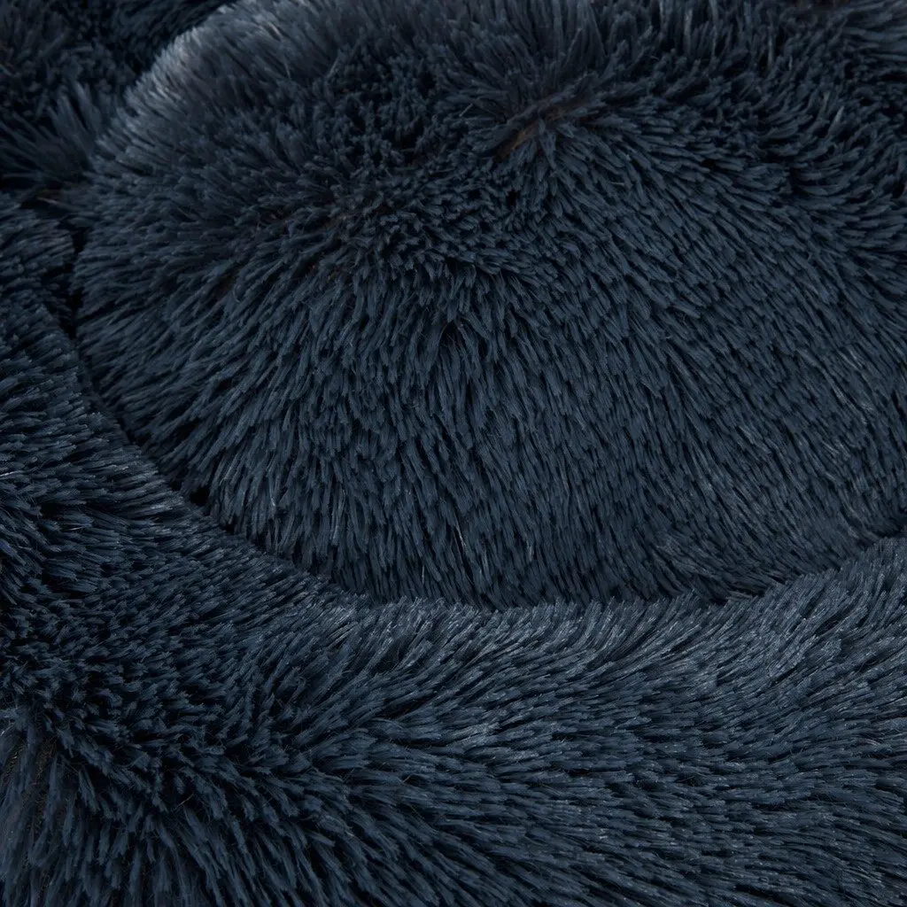 Pet Bed Donut-shaped Large Dark Grey Calming Comfort Plush Mattress Non-slip