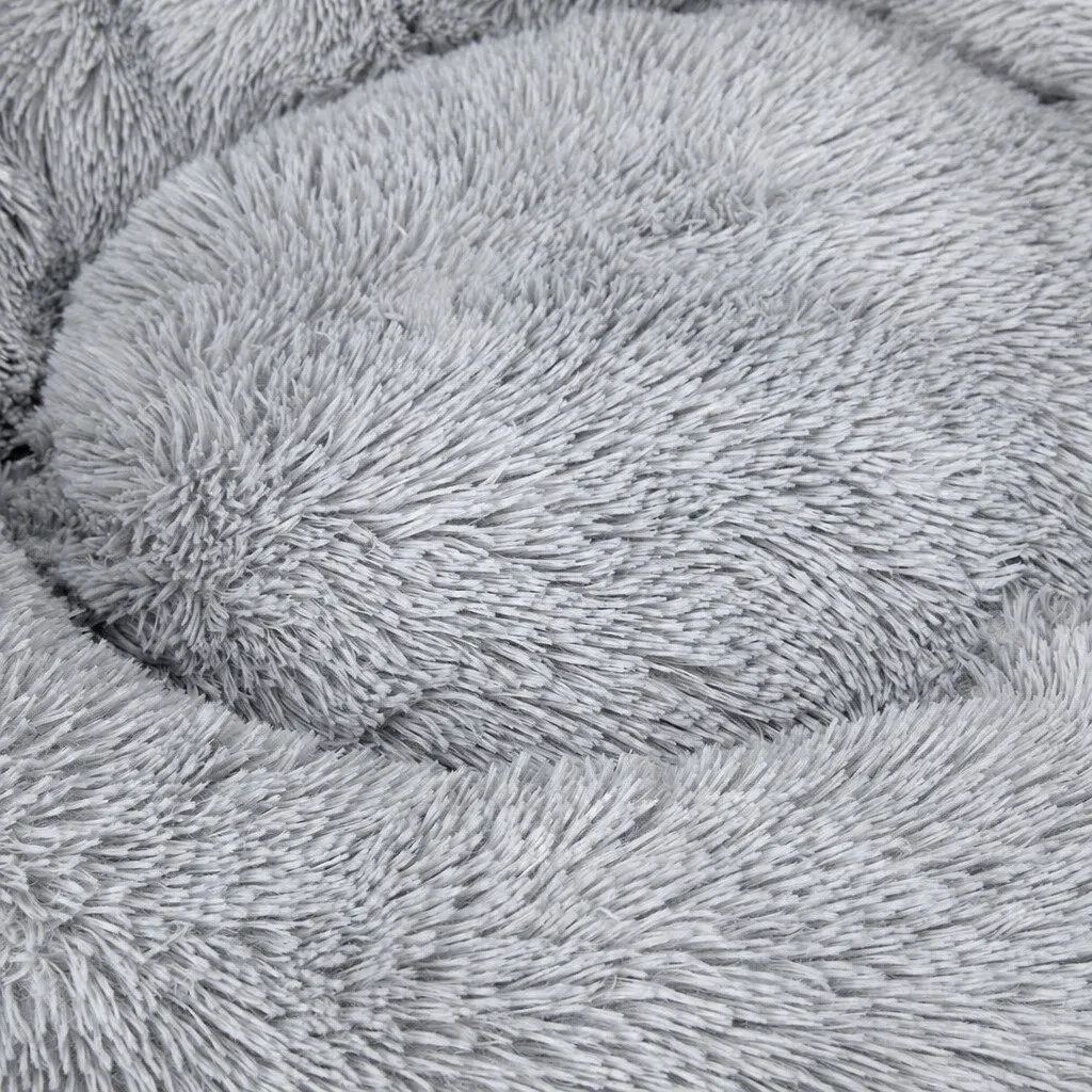 Pet Bed Dog Beds Donut Shaped Mattress Large Grey Calming Comfort Cushion
