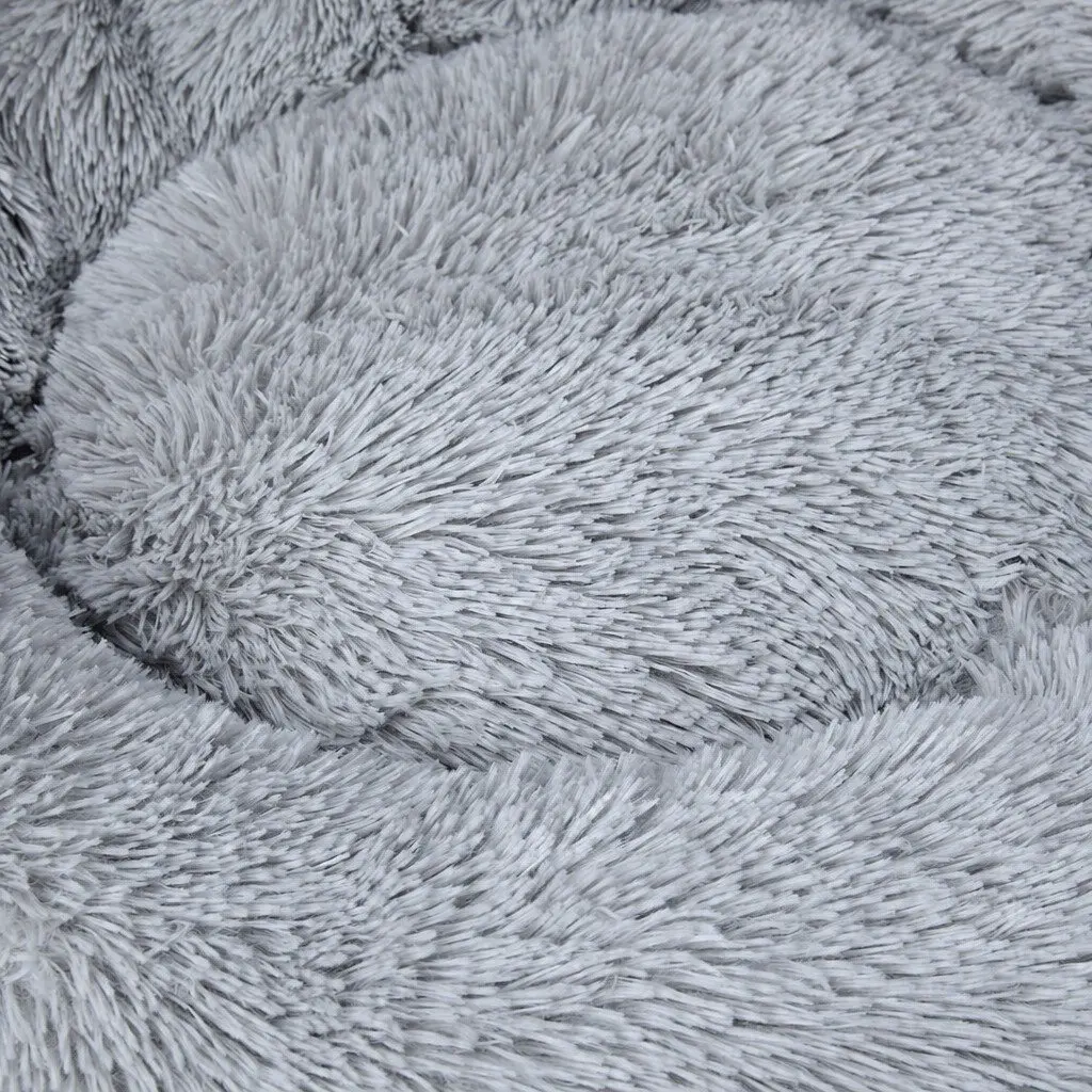 Pet Bed Dog Bed Medium Grey Donut-Shaped Calming Lounger Washable
