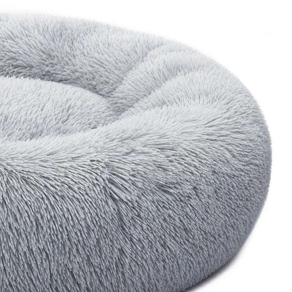 Pet Bed Dog Bed Medium Grey Donut-Shaped Calming Lounger Washable