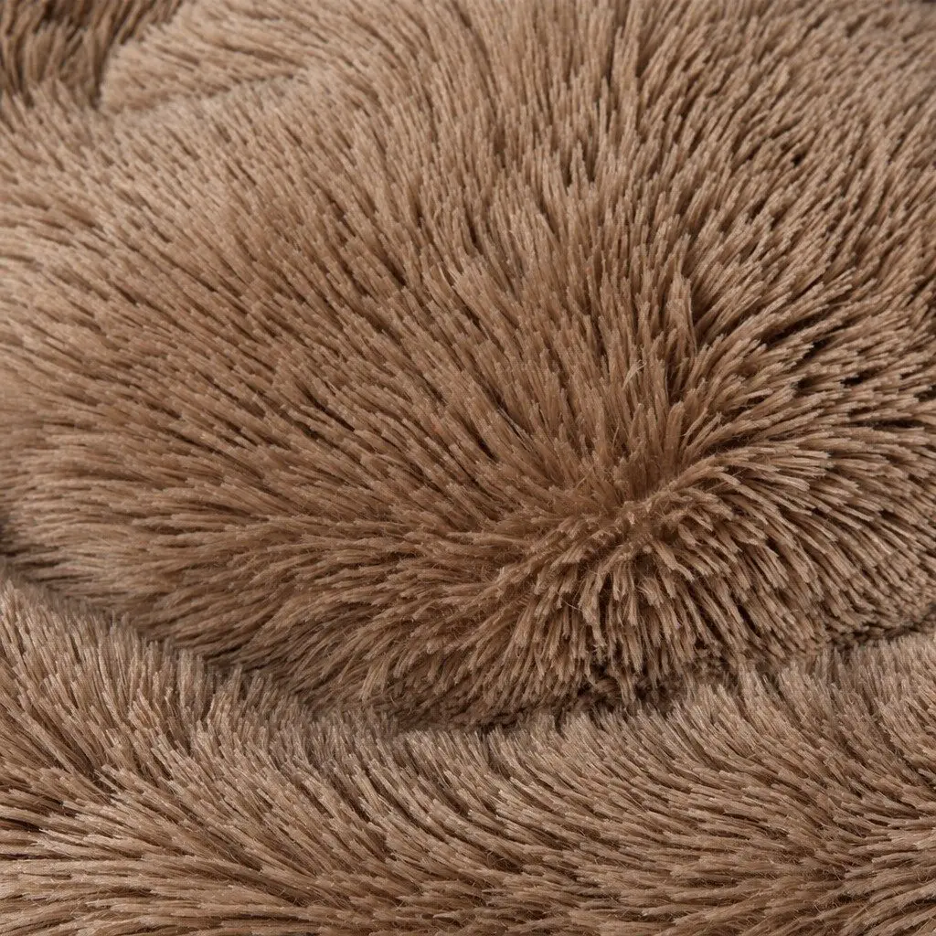 Pet Bed Donut-Shaped Calming Dog Bedding Medium Brown