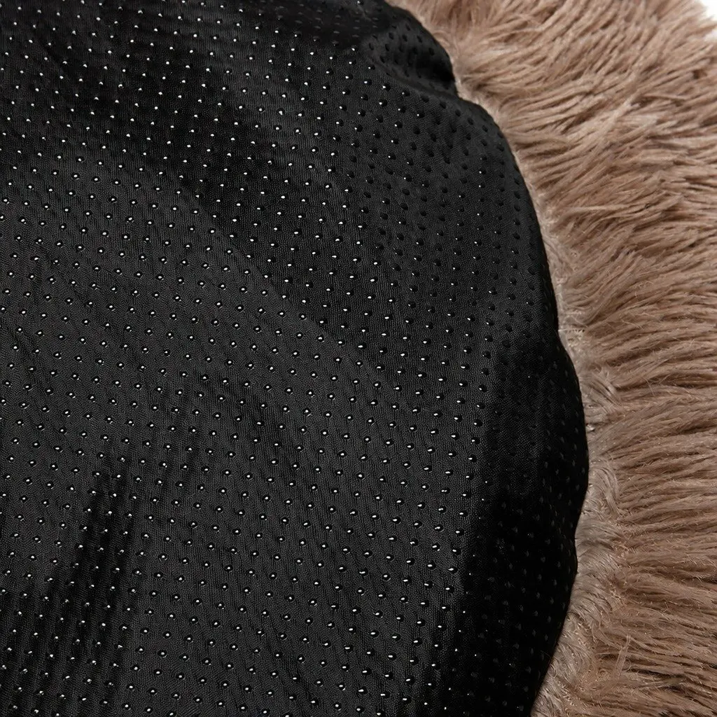 Pet Bed Donut-Shaped Calming Dog Bedding Medium Brown