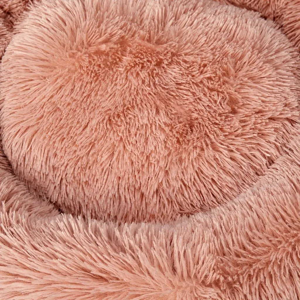 Pet Bed Donut Nest Calming Small Pink