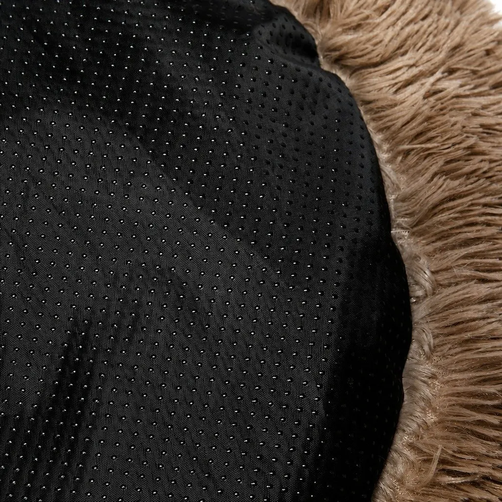 Dog Bed Donut-Shaped Calming Sleeping Mat Small Brown