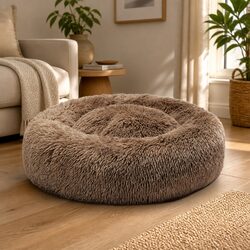 Warm Brown Donut Pet Bed for Comfort and Care