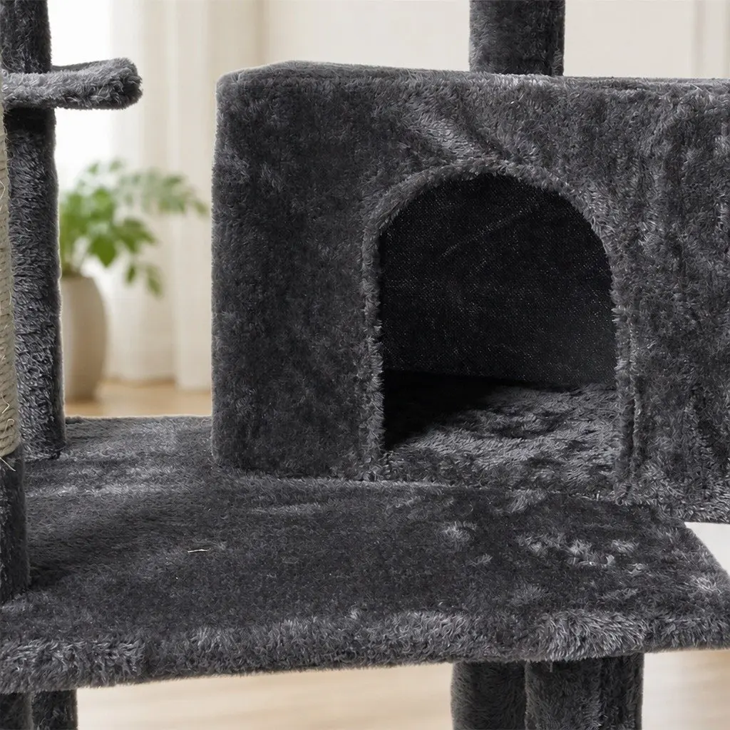 Cat Tree Multi-Level Climbing Tower 130cm Grey