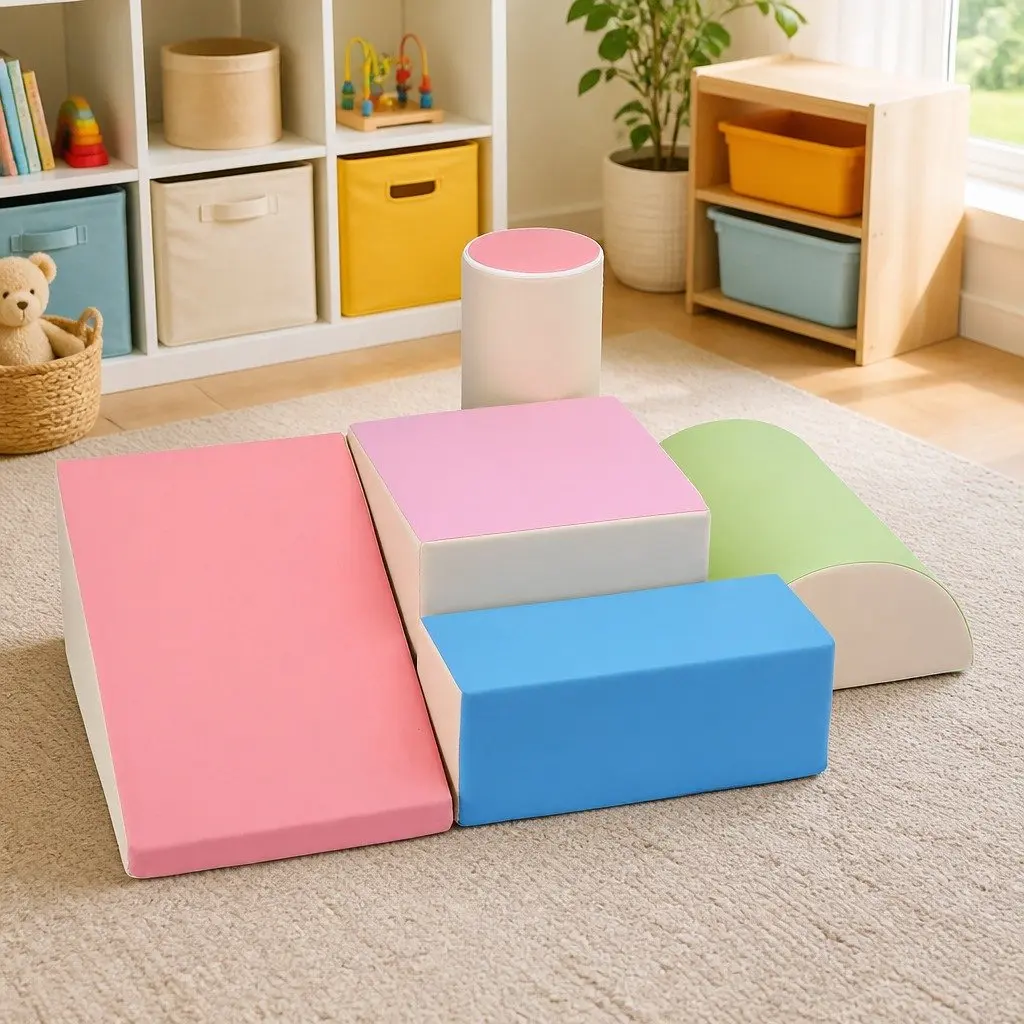 Kids Foam Climbing Blocks 5 Piece Soft Play Set Indoor Toddler Activity Toys Multicoloured