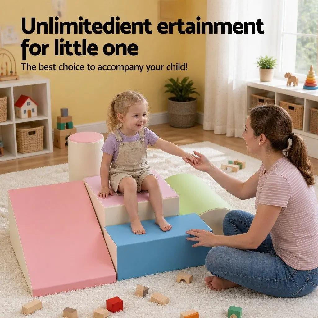 Kids Foam Climbing Blocks 5 Piece Soft Play Set Indoor Toddler Activity Toys Multicoloured