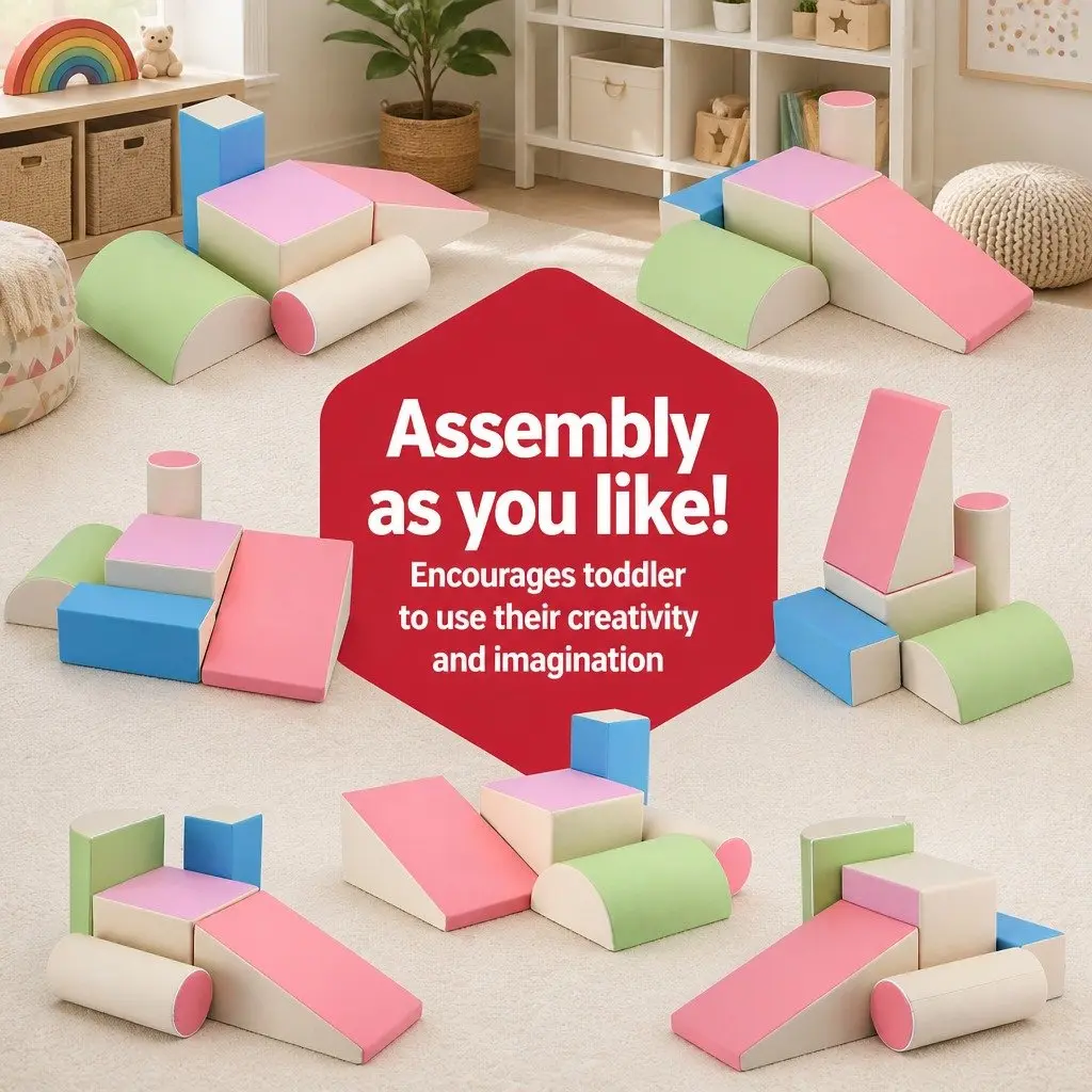 Kids Foam Climbing Blocks 5 Piece Soft Play Set Indoor Toddler Activity Toys Multicoloured