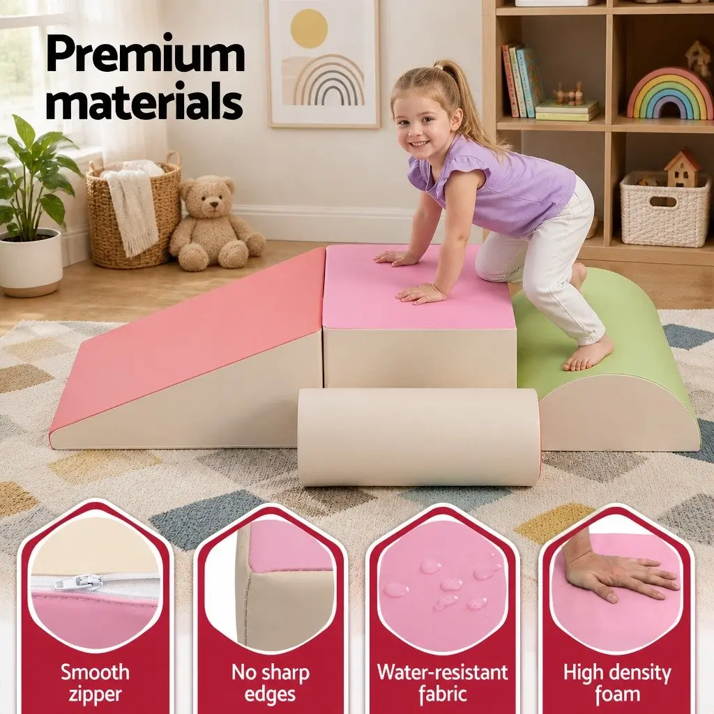 Kids Foam Climbing Blocks 5 Piece Soft Play Set Indoor Toddler Activity Toys Multicoloured