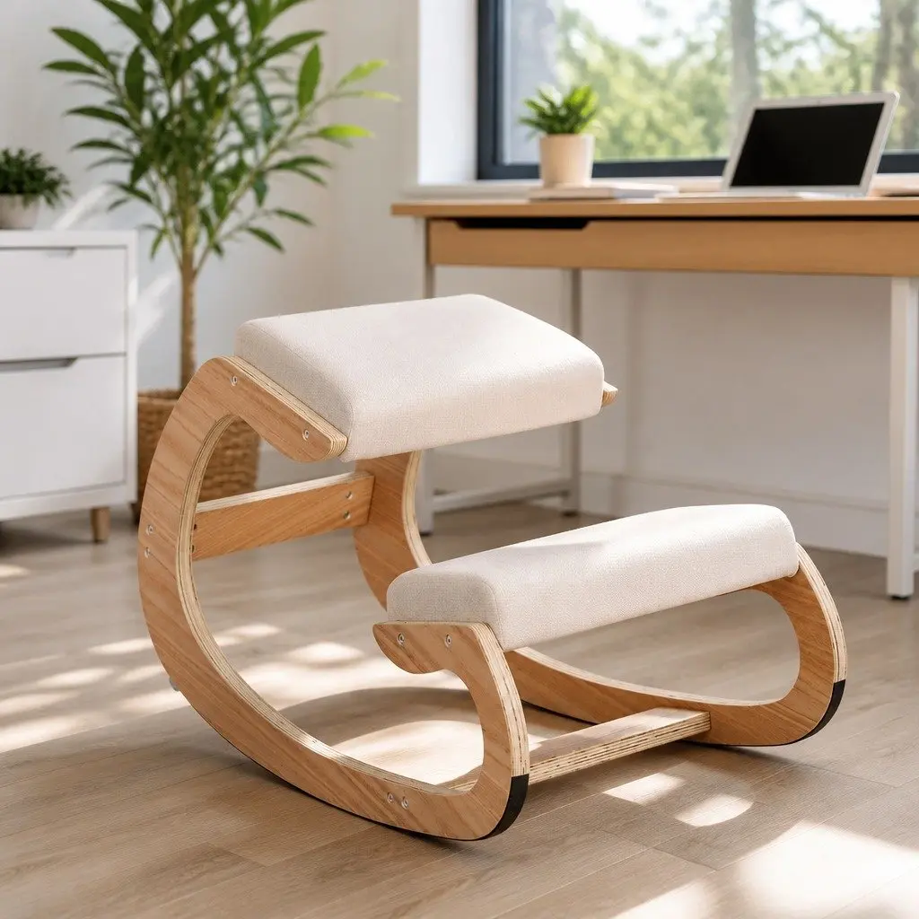 Kneeling Chair Ergonomic Posture Support Stool Home Office Gaming Beige Memory Foam