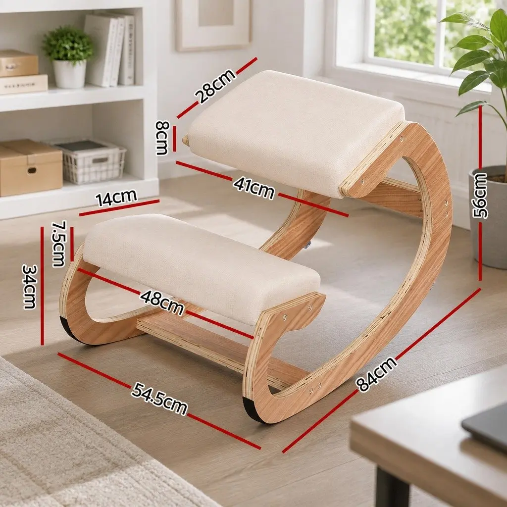 Kneeling Chair Ergonomic Posture Support Stool Home Office Gaming Beige Memory Foam