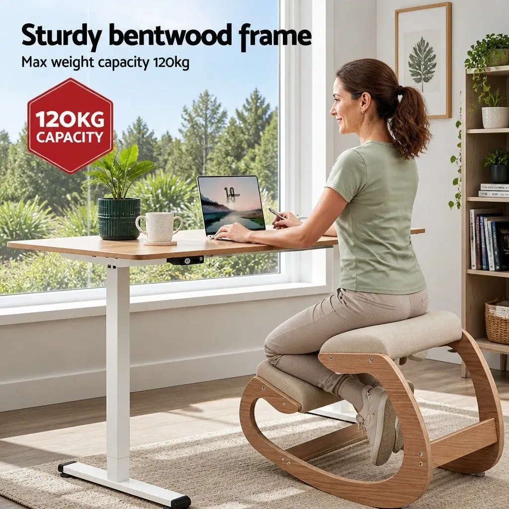 Kneeling Chair Ergonomic Posture Support Stool Home Office Gaming Beige Memory Foam