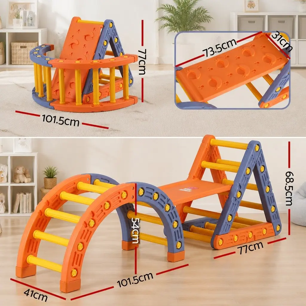 Kids Climbing Frame Set Slide Indoor Outdoor Activity Toys Blue Orange