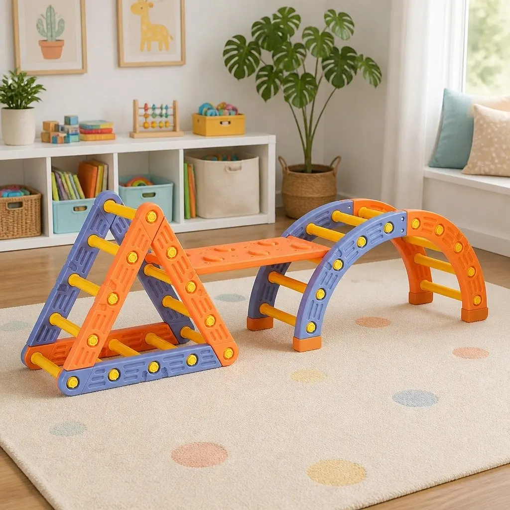 Kids Climbing Frame Set Slide Indoor Outdoor Activity Toys Blue Orange
