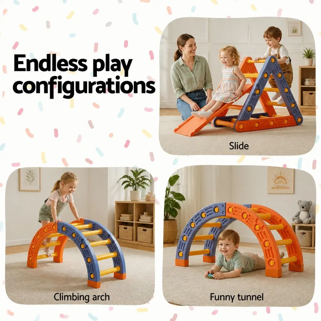 Kids Climbing Frame Set Slide Indoor Outdoor Activity Toys Blue Orange