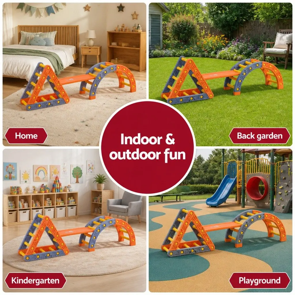 Kids Climbing Frame Set Slide Indoor Outdoor Activity Toys Blue Orange