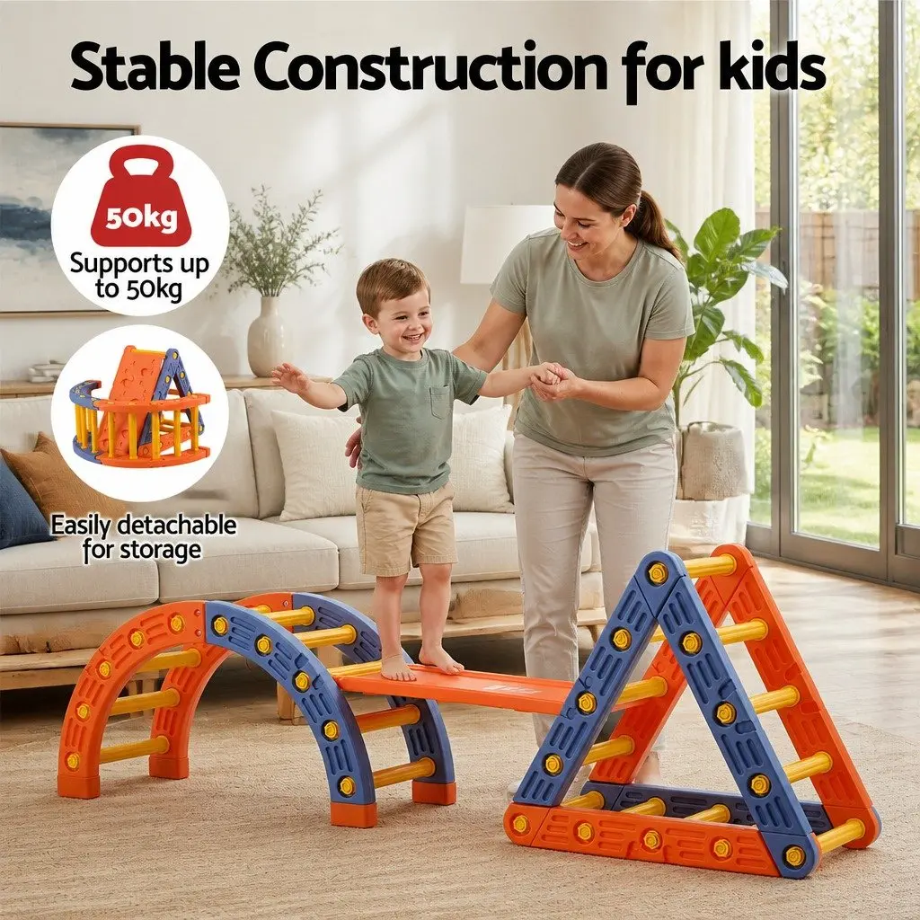 Kids Climbing Frame Set Slide Indoor Outdoor Activity Toys Blue Orange