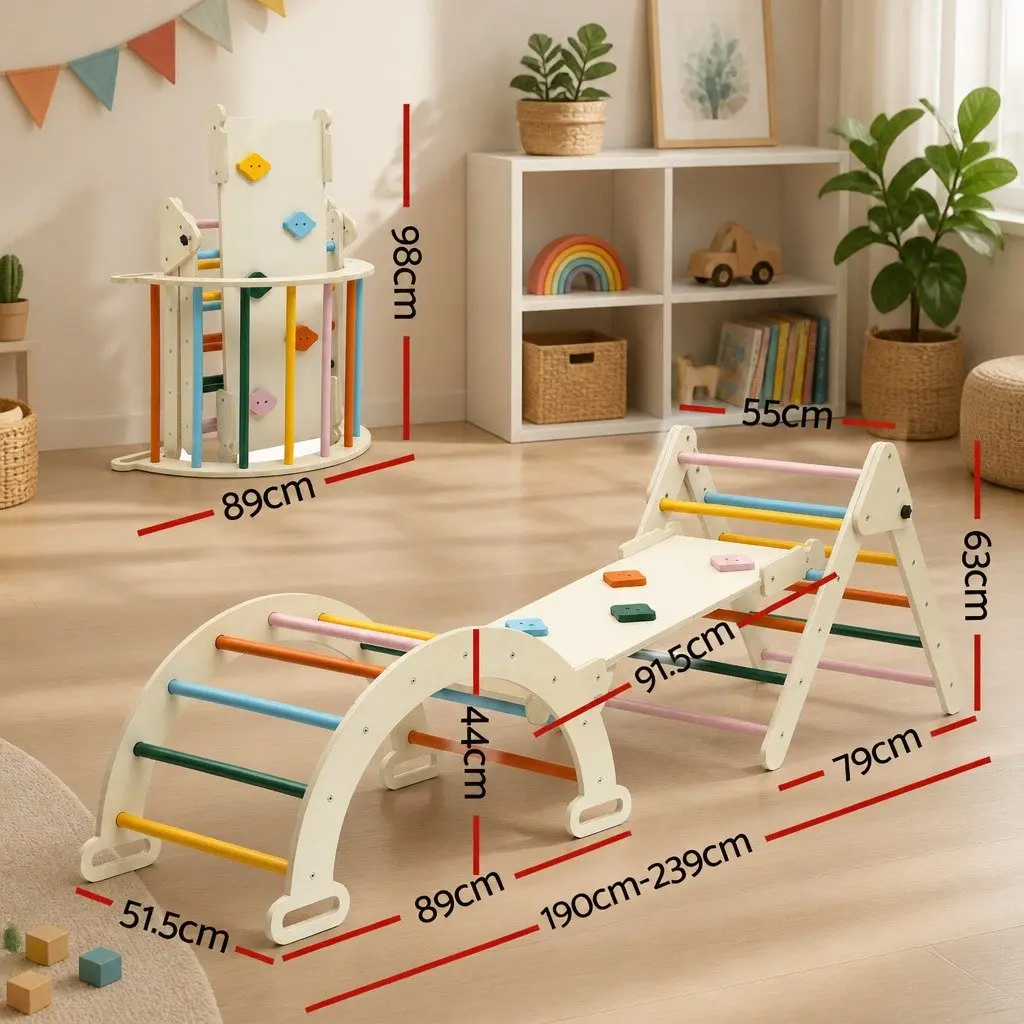Kids Climbing Toys Set Slide Indoor Outdoor 239cm Wooden Multicolour