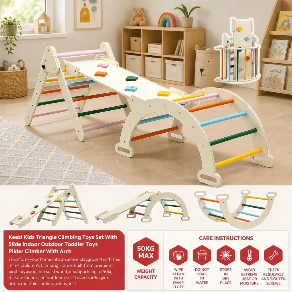 Kids Climbing Toys Set Slide Indoor Outdoor 239cm Wooden Multicolour