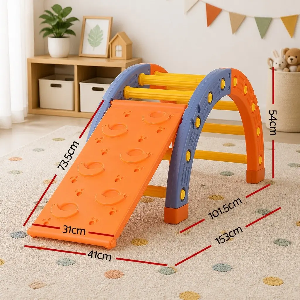 Kids Climbing Frame Set Activity Toys Indoor Outdoor 153cm Orange Blue