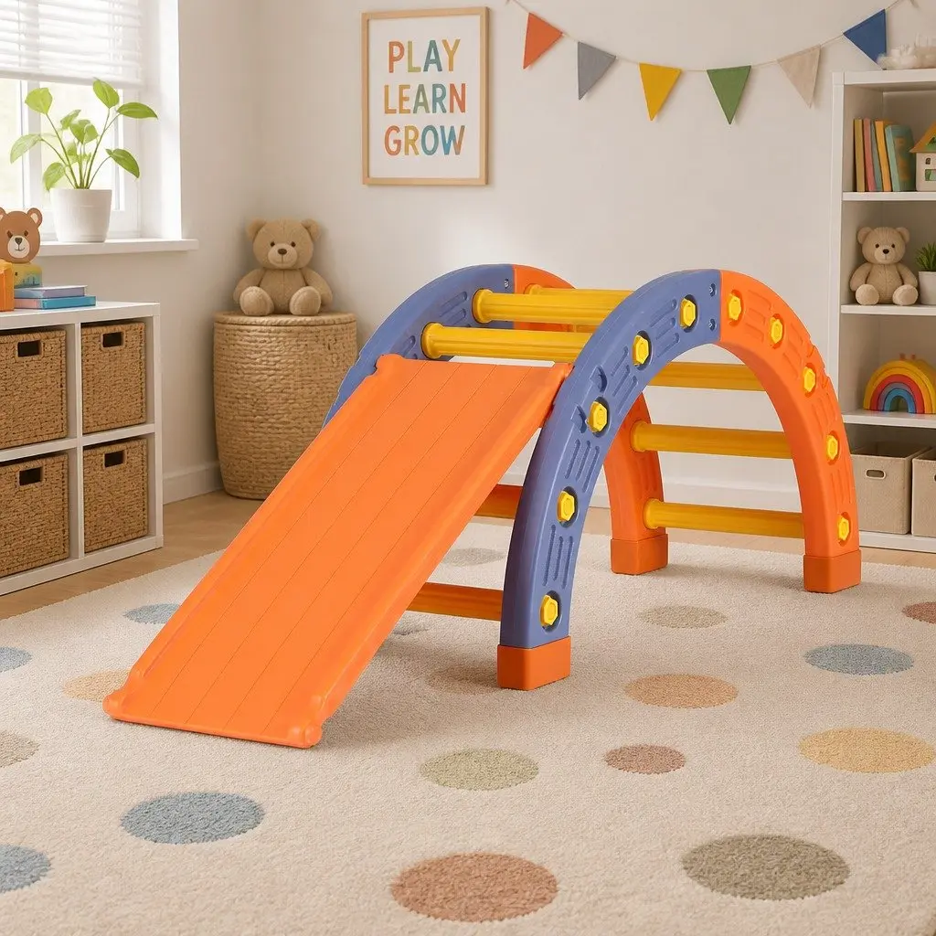 Kids Climbing Frame Set Activity Toys Indoor Outdoor 153cm Orange Blue
