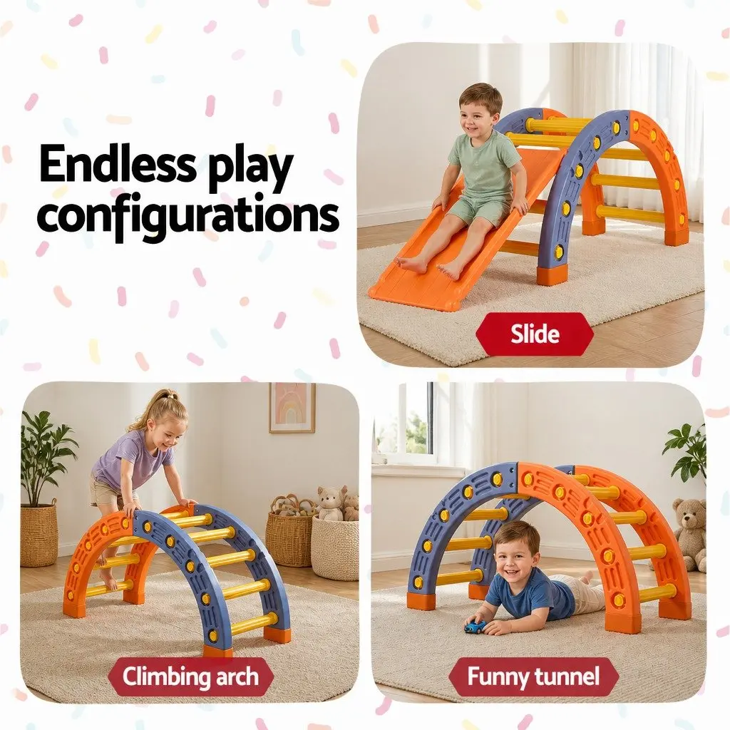 Kids Climbing Frame Set Activity Toys Indoor Outdoor 153cm Orange Blue