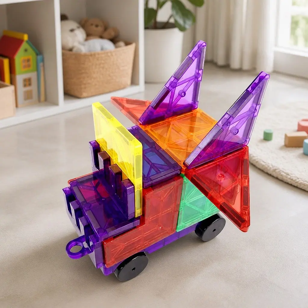 Magnetic Tiles Building Set Creative Construction Toy 120 Pieces Multi-colour