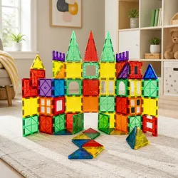 Educational Magnetic Tiles for Kids - 60-Piece Set