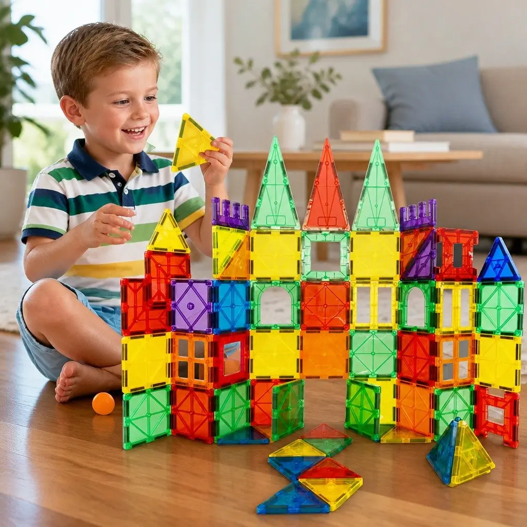 Magnetic Tiles Building Blocks Set Educational Creative Play 60 Pieces Multi-colour