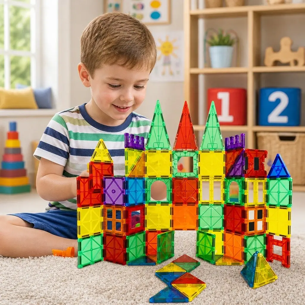 Magnetic Tiles Building Blocks Set Educational Creative Play 60 Pieces Multi-colour