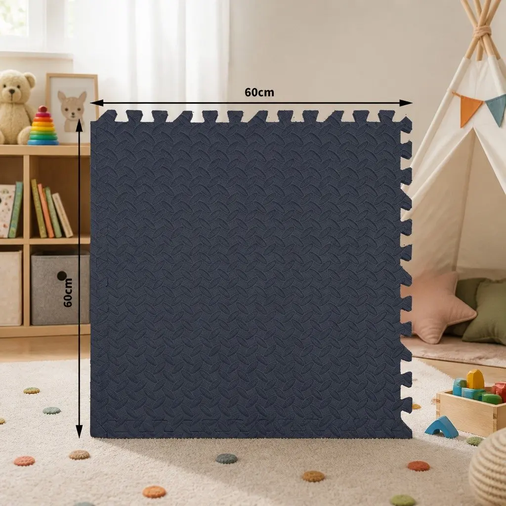 EVA Foam Play Mat Tiles Interlocking Soft Padded Floor Puzzle 60x60cm Navy