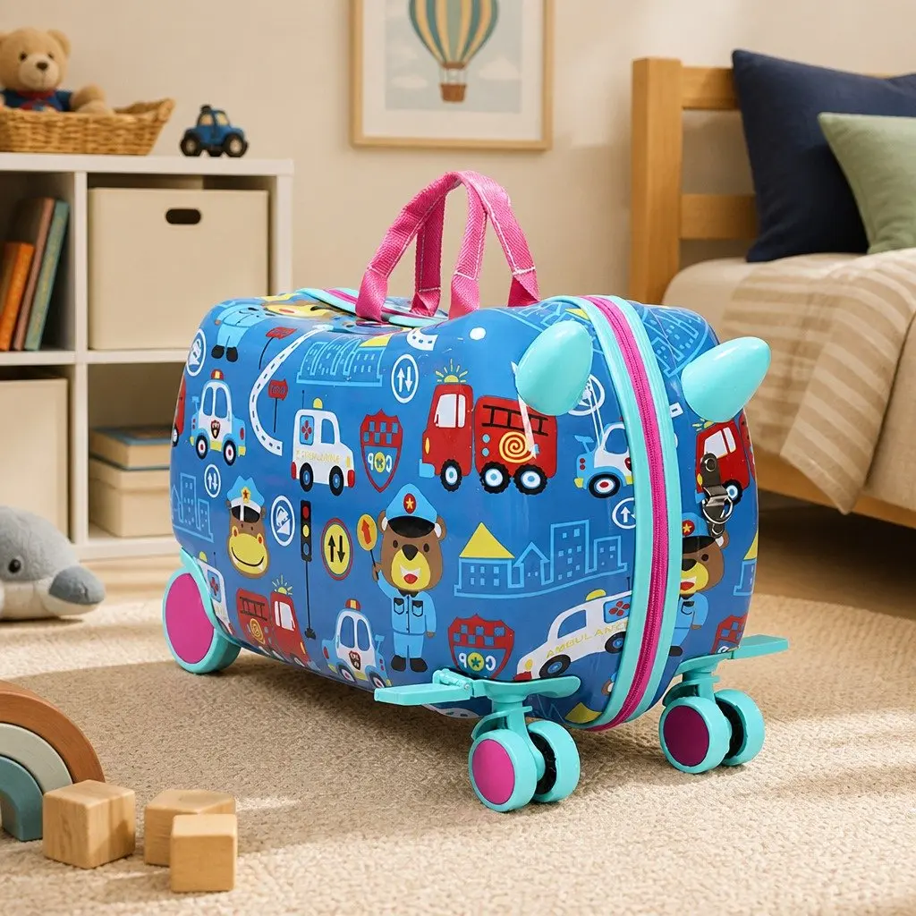 Kids Ride On Suitcase Carry-On Luggage Travel Toy 47cm Multi-coloured