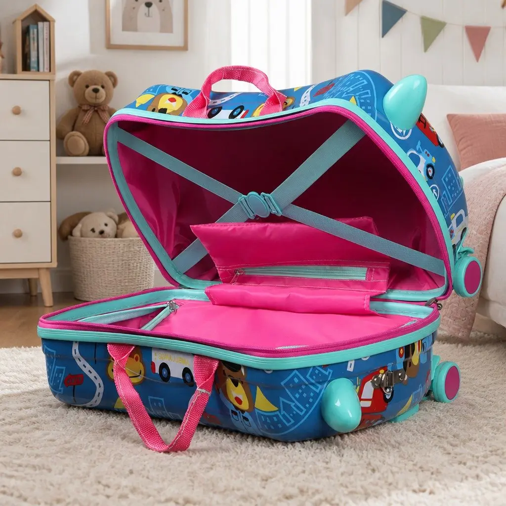 Kids Ride On Suitcase Carry-On Luggage Travel Toy 47cm Multi-coloured