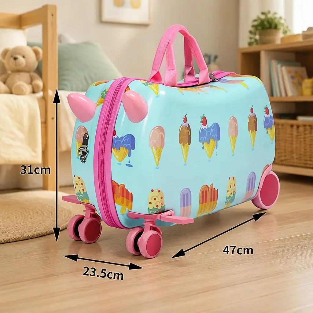 Kids Ride On Suitcase Carry On Luggage Portable Travel Bag Children Storage Box