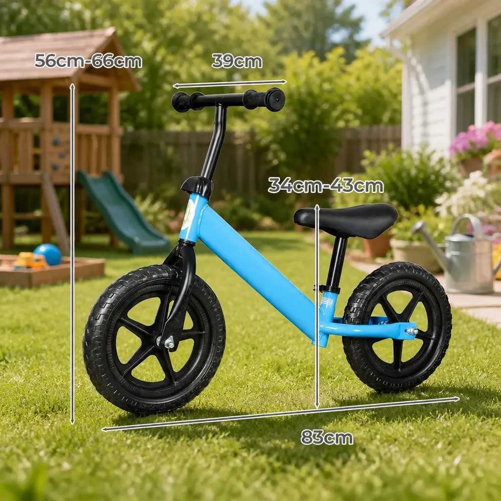 Balance Bike Kids Training Bicycle Adjustable Seat Handlebar Blue 30cm